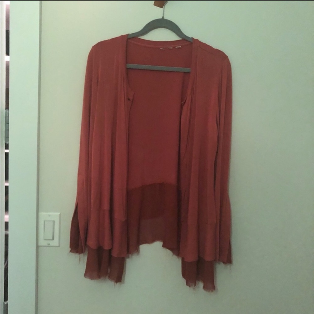 LOGO by Lori Goldstein cardigan raw edge chiffon